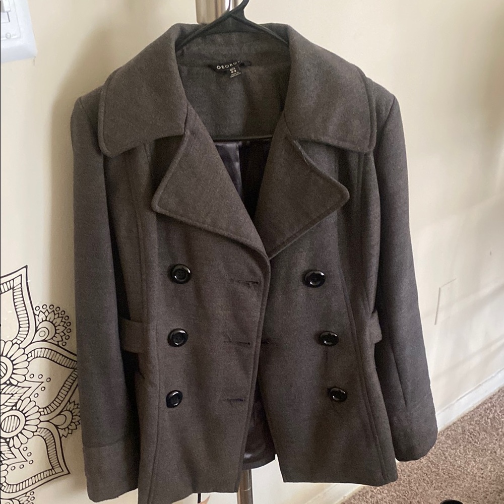 Gray Double-Breasted Women's Coat